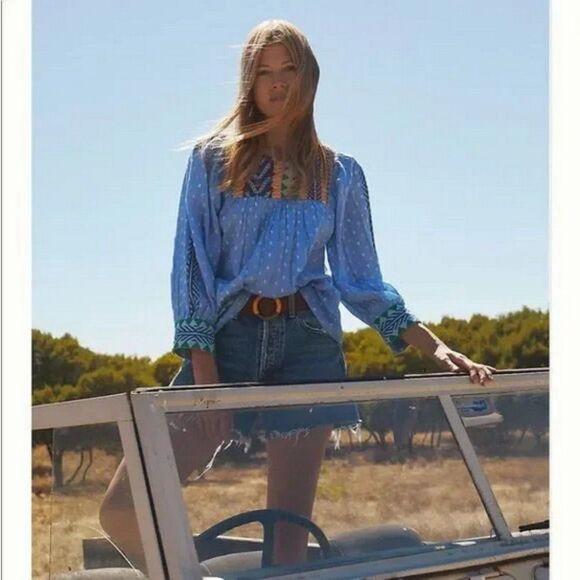 Anthropologie Verb Pallavi Singhee Rhapsody Embroidered Blouse - Picture 3 of 14